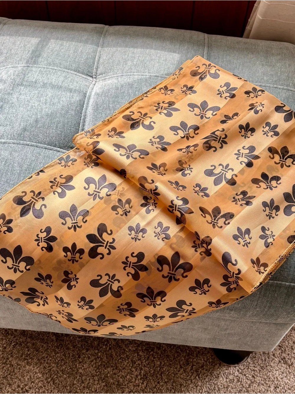 Gold Fleur-de-Lis  Scarf with Black Accents